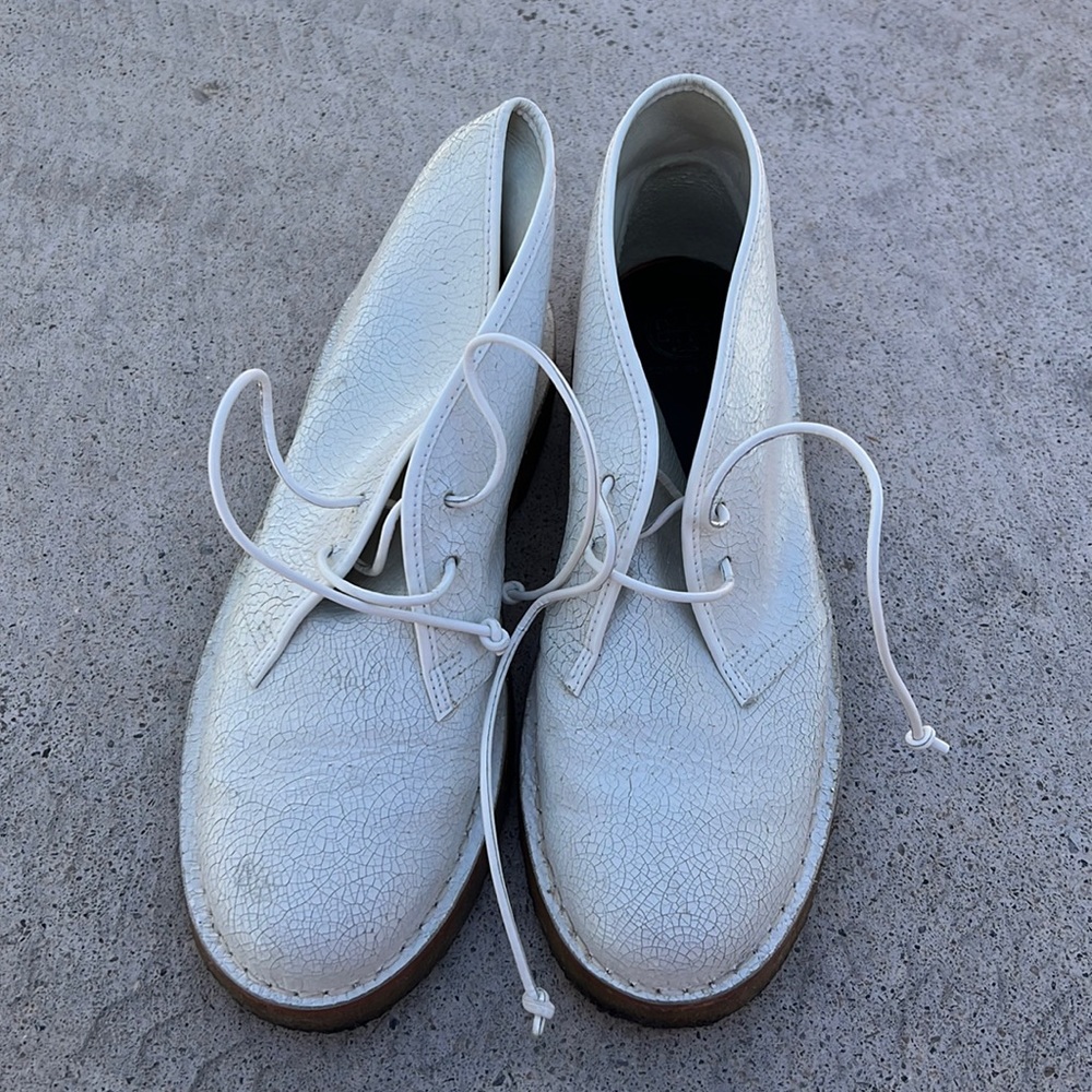 Tory Burch Bergen Crackle White Ankle Shoes